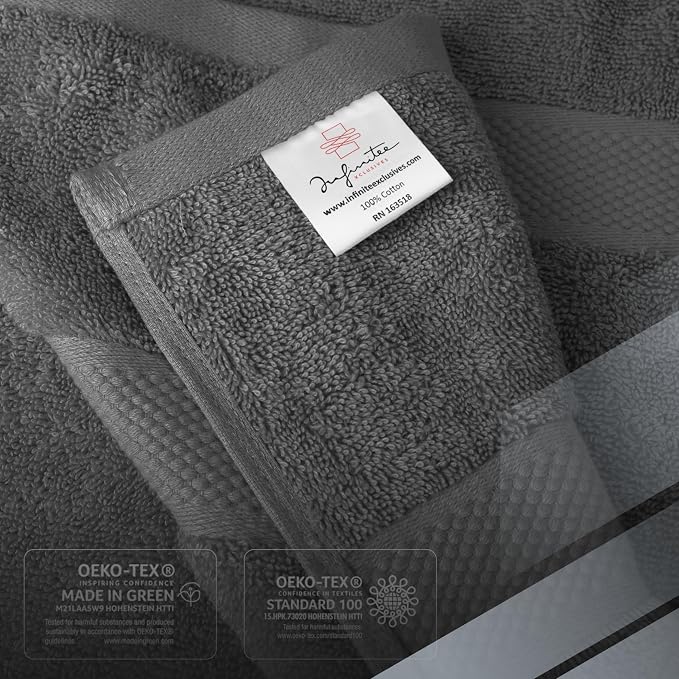 Infinitee Xclusives 100% Cotton Bath Towel Set – 8 Piece Bathroom Towel Set | – - Image 5