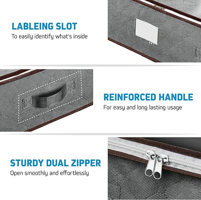 ZOBER Under Bed Storage Bags, Underbed Storage Containers, 90L 4-Pack | - Image 3