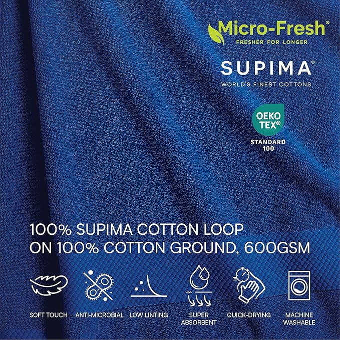 Lacoste Heritage 100% Supima Cotton Wash Cloth 13" x 13", Surf Blue | Highly - Image 4