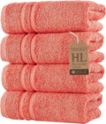 Hawmam Linen Coral Orange Hand Towels 4 Pack Turkish Cotton Premium Quality by HawmamLinen