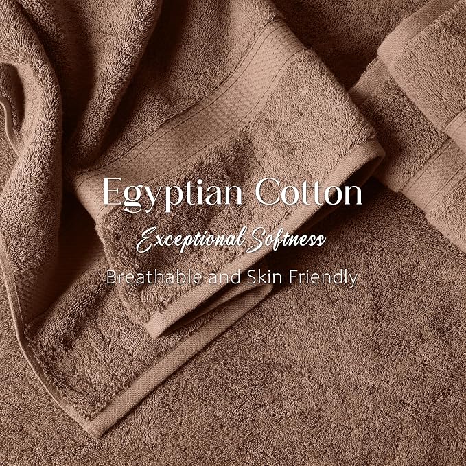 SUPERIOR Egyptian Cotton Ultra Plush & Absorbent, 12 Piece Set, Chocolate | - Image 4
