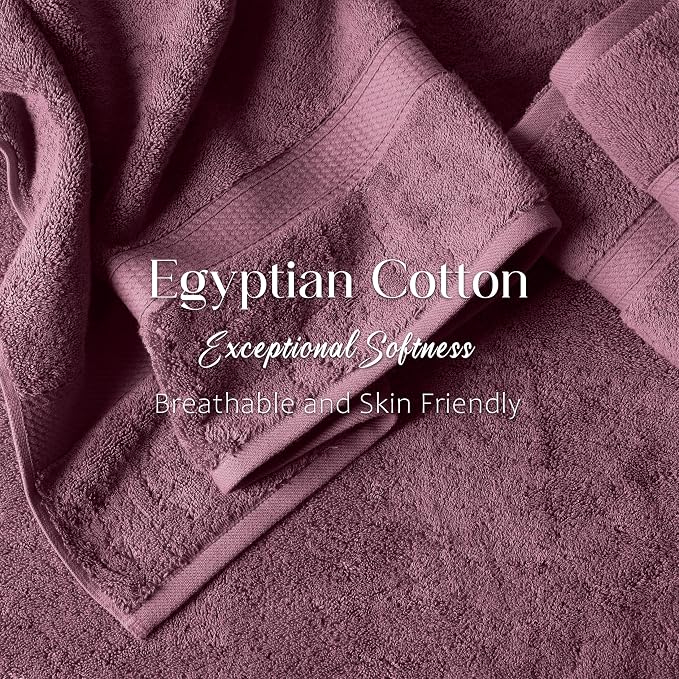 SUPERIOR Egyptian Cotton Ultra Plush & Absorbent, 6 Piece Set, Plum | Quick Dry - Image 5