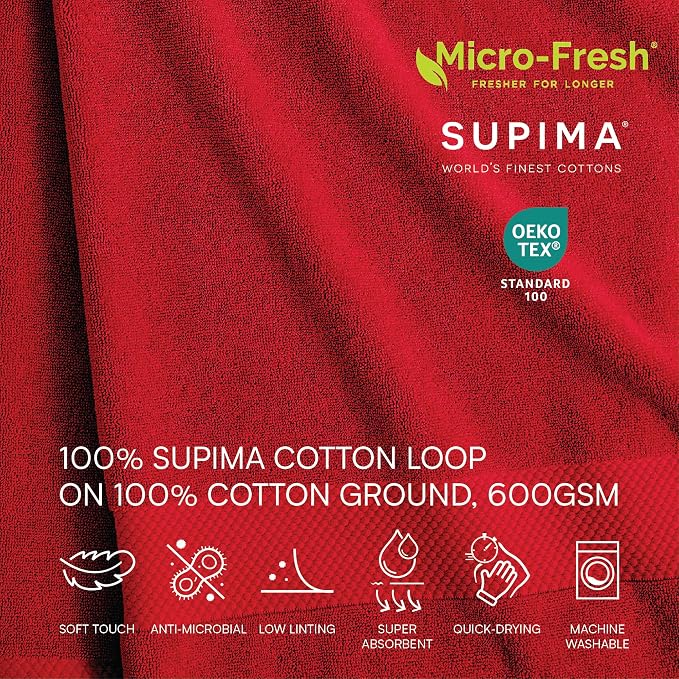 Lacoste Heritage 100% Supima Cotton Bath Sheet 35" x 70", Formula 1 | Highly - Image 3