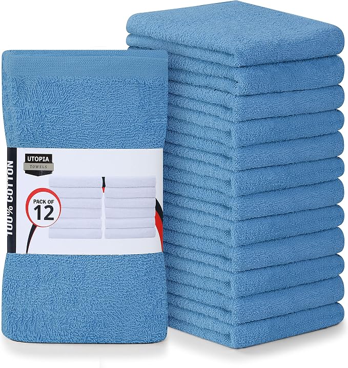 Utopia Towels Kitchen Bar Mops, 12 Pack 16x19 in 100% Cotton, Electric Blue | by Unknown