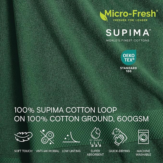 Lacoste Heritage 100% Supima Cotton Wash Cloth 13" x 13", Croc Green | Highly - Image 3