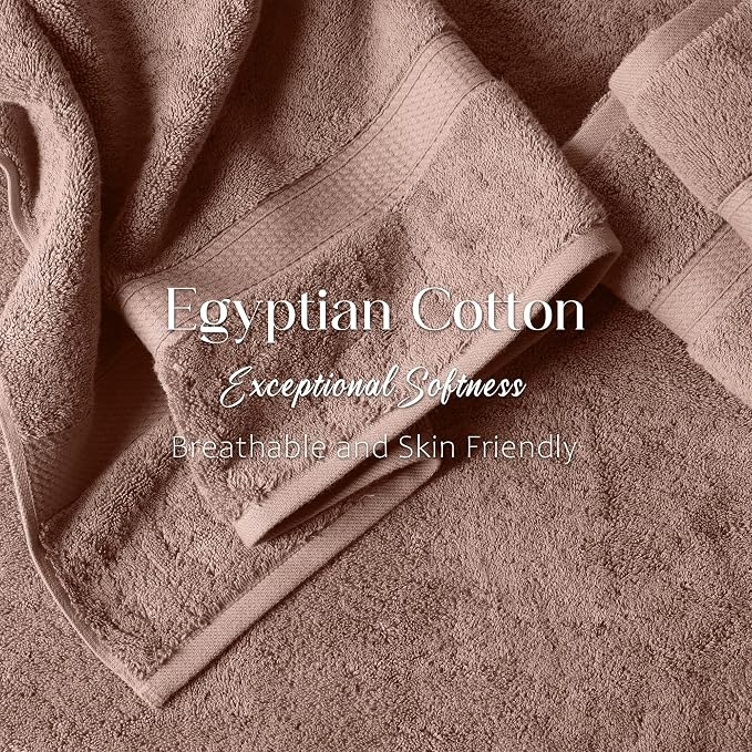 Superior Egyptian Cotton Plush Absorbent, Bath Towel Set of 2, Muted Mauve | - Image 5